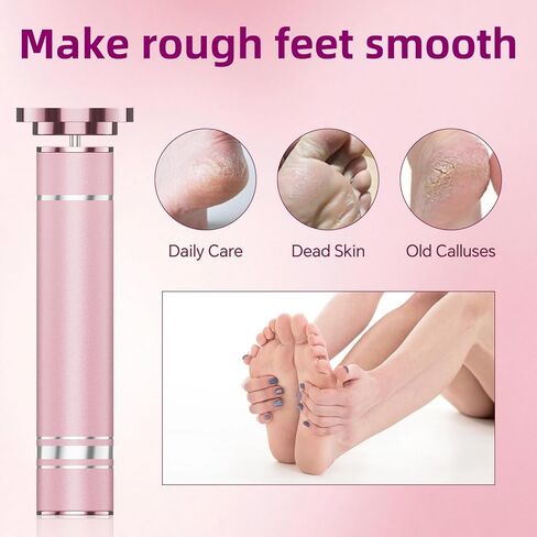 مزيل مسامير القدم الكهربائي القابل لإعادة الشحن مع رأس طحن قابل للاستبدال، مزيل مسامير القدم الاحترافي من الألومنيوم للقدمين، مبرد قدم مزدوج السرعة للبشرة الجافة المتشققة والميتة، وردي in Kuwait