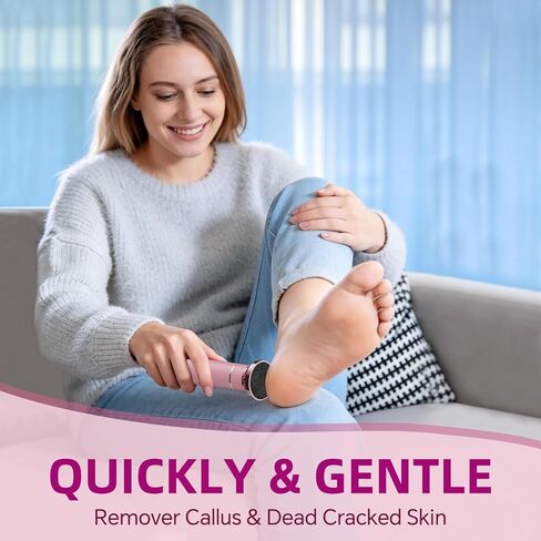 مزيل مسامير القدم الكهربائي القابل لإعادة الشحن مع رأس طحن قابل للاستبدال، مزيل مسامير القدم الاحترافي من الألومنيوم للقدمين، مبرد قدم مزدوج السرعة للبشرة الجافة المتشققة والميتة، وردي in Kuwait