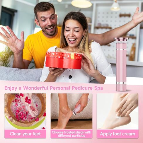 مزيل مسامير القدم الكهربائي القابل لإعادة الشحن مع رأس طحن قابل للاستبدال، مزيل مسامير القدم الاحترافي من الألومنيوم للقدمين، مبرد قدم مزدوج السرعة للبشرة الجافة المتشققة والميتة، وردي in Kuwait