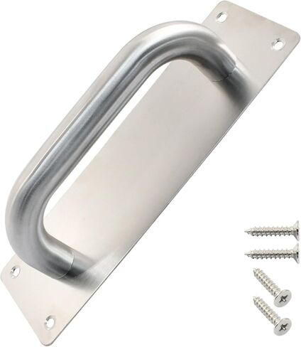 Bivethoi 1Pcs Pull Push Door Plate Handle Stainless Steel Heavy Duty Barn Door Pull with Mounting Screws (Silver, 300x80mm/11.81x3.15inch in Saudi Arabia