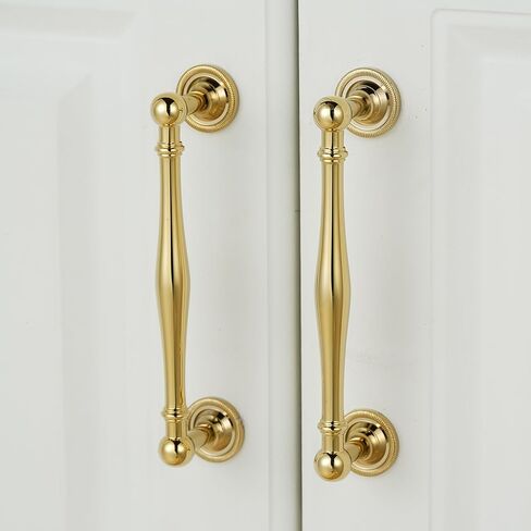 10 Pack Solid Brass Cabinet Pulls 5" Hole Center Drawer Pull Gold Cabinet Handles for Cupboard Dresser Wardrobe Furniture Kitchen & Bathroom Fixture in Saudi Arabia