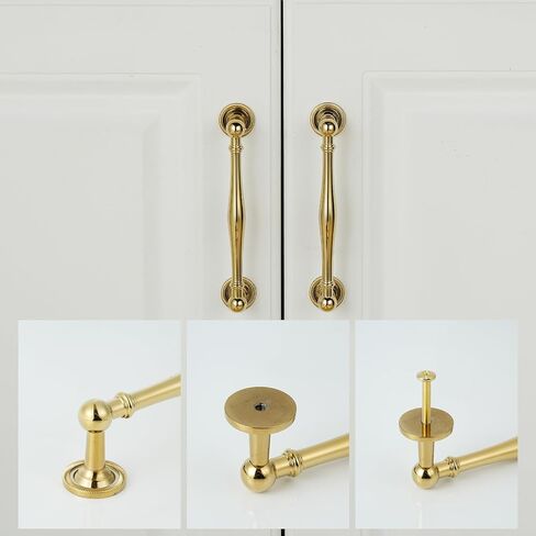 10 Pack Solid Brass Cabinet Pulls 5" Hole Center Drawer Pull Gold Cabinet Handles for Cupboard Dresser Wardrobe Furniture Kitchen & Bathroom Fixture in Saudi Arabia