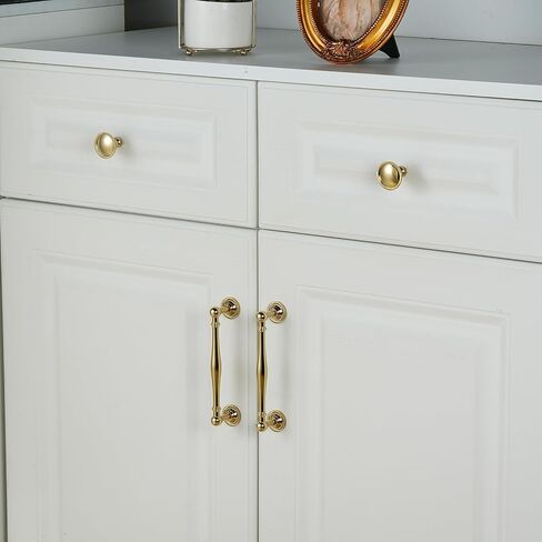 10 Pack Solid Brass Cabinet Pulls 5" Hole Center Drawer Pull Gold Cabinet Handles for Cupboard Dresser Wardrobe Furniture Kitchen & Bathroom Fixture in Saudi Arabia