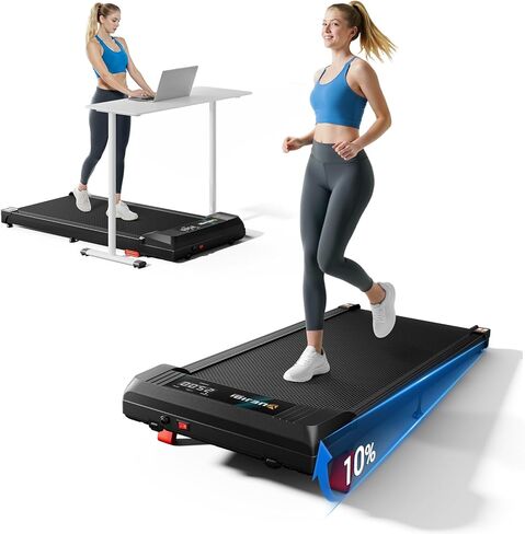 Walking Pad Under Desk Treadmill with Incline for Home Office, 2.5HP Portable Walking Pad Treadmill with 280 Lbs Weight Capacity, Remote Control, LED Display in Saudi Arabia