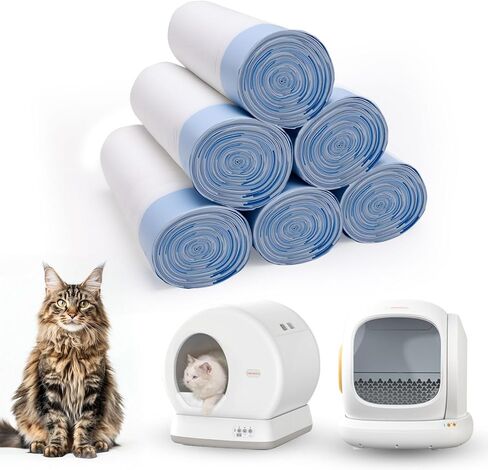 120 Count Self-Cleaning Cat Litter Box Liners Bag, Compatible with MeoWant-SCO1 and MeoWant-SCO2, Thick Heavy Duty Drawstring Replacement Cat Litter Box Liners-18"x 12.6" in Kuwait