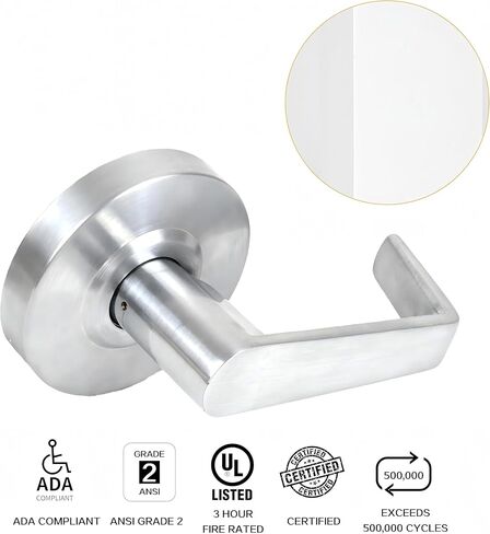 وظيفة الزخرفة الوهمية قفل مقبض أسطواني تجاري عالي التحمل، مقبض باب تجاري، قفل باب للخدمة الشاقة، درجة ANSI - 2، تصنيف UL للحريق لمدة 3 ساعات، متوافق مع ADA (وظيفة الزخرفة الوهمية) in Kuwait