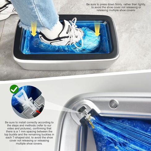 Automatic Shoe Cover Machine with 200pcs Disposable Shoe Covers Shoe Cover Dispenser Shoe Cover Machine Shoe Covers Disposable Non Slip Waterproof, Suitable for Indoor (Sliver-Black Cover) in Kuwait