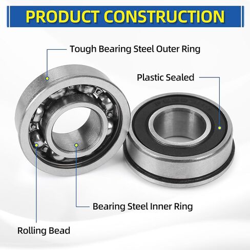 (4 Pack) GICOOL 5/8" Bore Flanged Deep Groove Ball Bearing, 16mm ID x 35mm OD x 13mm W Sealed 9Cr18 Steel Bearing for Wheelbarrow, Lawn Mower, Garden Cart, Hand Truck Tire and Wheel Parts Replacements in Kuwait