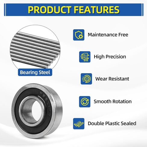 (4 Pack) GICOOL 5/8" Bore Flanged Deep Groove Ball Bearing, 16mm ID x 35mm OD x 13mm W Sealed 9Cr18 Steel Bearing for Wheelbarrow, Lawn Mower, Garden Cart, Hand Truck Tire and Wheel Parts Replacements in Kuwait