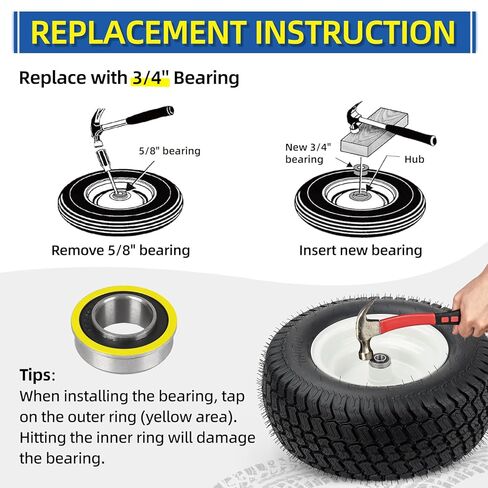 (4 Pack) GICOOL 5/8" Bore Flanged Deep Groove Ball Bearing, 16mm ID x 35mm OD x 13mm W Sealed 9Cr18 Steel Bearing for Wheelbarrow, Lawn Mower, Garden Cart, Hand Truck Tire and Wheel Parts Replacements in Kuwait