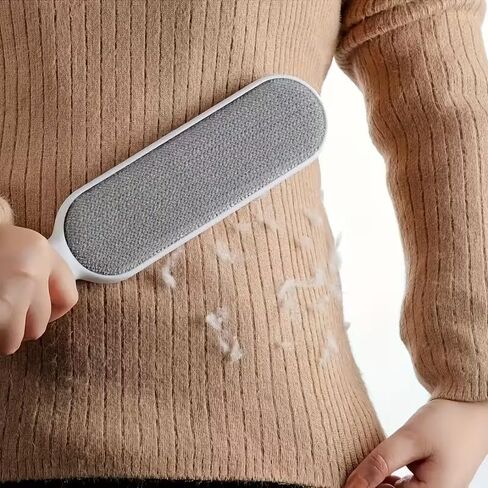 1PC Lint Remover Brush Double-Sided Static Reusable for Pet Hair, Dust and Pilling On Clothing, Upholstery, Bedding, Gray in Saudi Arabia