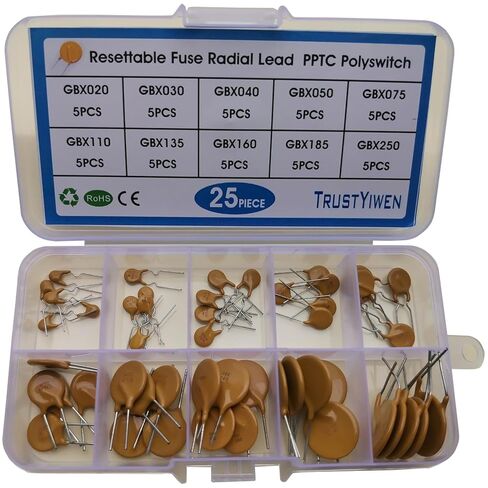 50 قطعة إعادة تعيين الصمامات شعاعي الرصاص PPTC GBX-020 GBX-030 GBX-040 GBX-050 GBX-075 GBX-110 GBX-135 GBX-160 GBX-185 GBX-250 PPTC Polyswitch مجموعة متنوعة in Kuwait