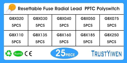 50 قطعة إعادة تعيين الصمامات شعاعي الرصاص PPTC GBX-020 GBX-030 GBX-040 GBX-050 GBX-075 GBX-110 GBX-135 GBX-160 GBX-185 GBX-250 PPTC Polyswitch مجموعة متنوعة in Kuwait