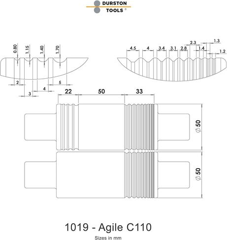 Durston Tools Durston Tools 1019 Agile C110 Agile 110mm مجموعة درفلة مع معدات تخفيض، رمادي in Kuwait