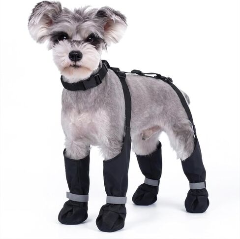 Dog Suspender Boots, Anti-Slip & Fall Waterproof Dog Shoes Leggings, Dog Paw Protector for Small Medium Dogs, Adjustable Dog Boots Pet Shoes for Outdoor Walking Black,S in Saudi Arabia