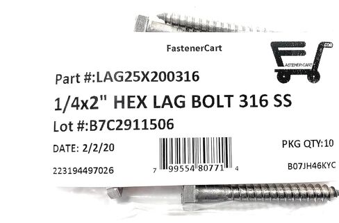 1/4 x 2 316 Stainless Steel Hex Head Lag Bolts Lag Screws Marine Grade (10 Pieces) in Saudi Arabia