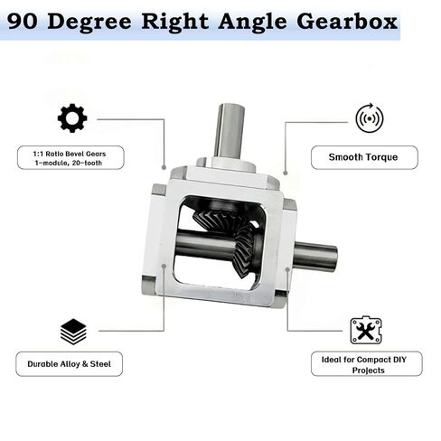 90 Degree Right Angle Gearbox 1:1 Bevel Gear Drive, 10mm Single Output Shafts 1 Module 20 Teeth Aluminum Frame for Simple DIY Mechanical Applications in Kuwait