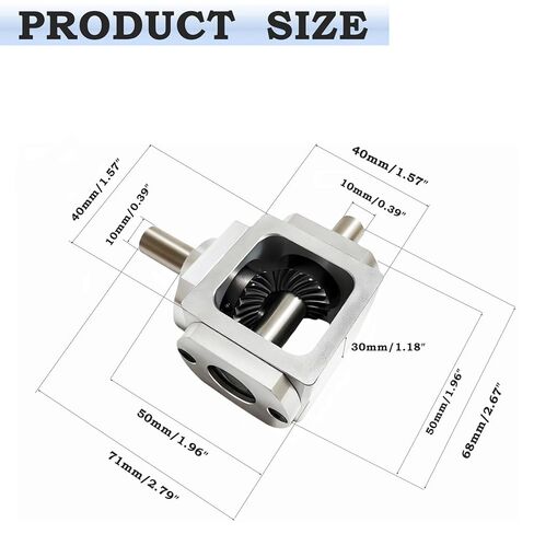 90 Degree Right Angle Gearbox 1:1 Bevel Gear Drive, 10mm Single Output Shafts 1 Module 20 Teeth Aluminum Frame for Simple DIY Mechanical Applications in Kuwait