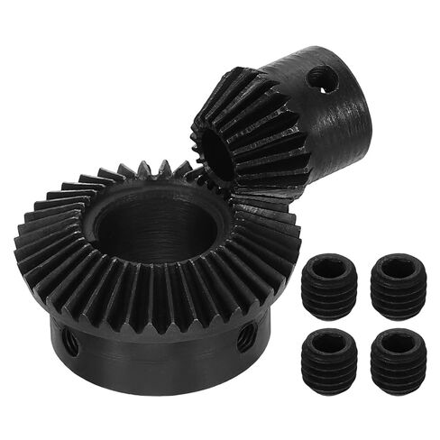 uxcell 2Pcs Tapered Bevel Gears Set, 1 Mod 1:2 (20T/40T) Harden Steel Straight Bevel Gear, 90 Degree Steering Motor Gears, (10mm/12mm Shaft Hole with Keyway) in Saudi Arabia