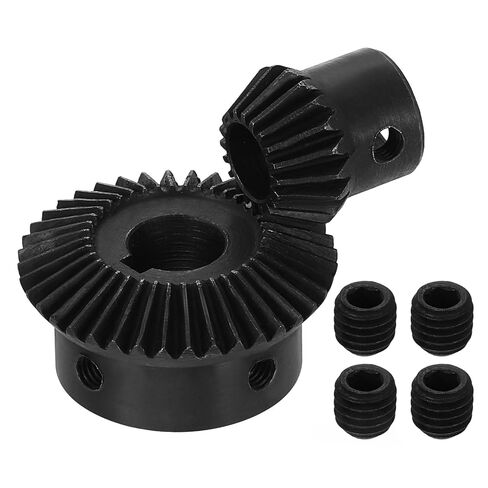 uxcell 2Pcs Tapered Bevel Gears Set, 1 Mod 1:2 (20T/40T) Harden Steel Straight Bevel Gear, 90 Degree Steering Motor Gears, (10mm/12mm Shaft Hole with Keyway) in Saudi Arabia