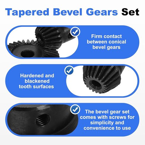 uxcell 2Pcs Tapered Bevel Gears Set, 1 Mod 1:2 (20T/40T) Harden Steel Straight Bevel Gear, 90 Degree Steering Motor Gears, (10mm/12mm Shaft Hole with Keyway) in Saudi Arabia