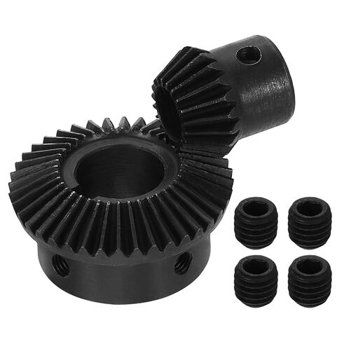 uxcell 2Pcs Tapered Bevel Gears Set, 1 Mod 1:2 (20T/40T) Harden Steel Straight Bevel Gear, 90 Degree Steering Motor Gears, (10mm/12mm Shaft Hole with Keyway) in Saudi Arabia