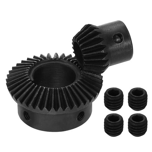 uxcell 2Pcs Tapered Bevel Gears Set, 1 Mod 1:2 (20T/40T) Harden Steel Straight Bevel Gear, 90 Degree Steering Motor Gears, (10mm/12mm Shaft Hole with Keyway) in Saudi Arabia