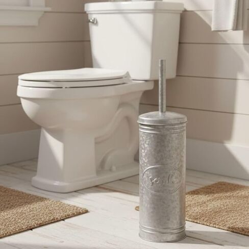 Autumn Alley Rustic Toilet Bowl Brush and Holder, Farmhouse Bathroom Toilet Brush for Farmhouse Bathroom Standing Rustic Toilet Bowl Brush with Holder, Rustic Bathroom Accessory Sets, Galvanized in Kuwait