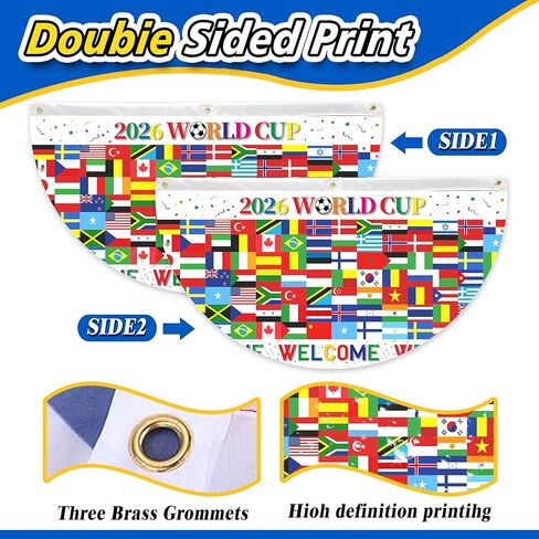 لافتات أعلام العالم مكونة من 3 قطع مقاس 1.5x3 قدم - رايات دولية على شكل مروحة لحفلات كرة القدم والأحداث الرياضية وديكورات الافتتاح الكبير in Kuwait