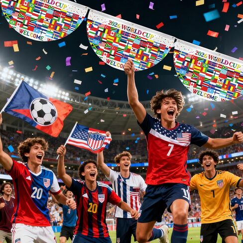 لافتات أعلام العالم مكونة من 3 قطع مقاس 1.5x3 قدم - رايات دولية على شكل مروحة لحفلات كرة القدم والأحداث الرياضية وديكورات الافتتاح الكبير in Kuwait