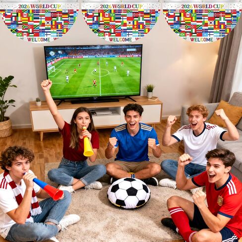 لافتات أعلام العالم مكونة من 3 قطع مقاس 1.5x3 قدم - رايات دولية على شكل مروحة لحفلات كرة القدم والأحداث الرياضية وديكورات الافتتاح الكبير in Kuwait