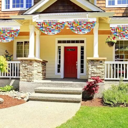 لافتات أعلام العالم مكونة من 3 قطع مقاس 1.5x3 قدم - رايات دولية على شكل مروحة لحفلات كرة القدم والأحداث الرياضية وديكورات الافتتاح الكبير in Kuwait