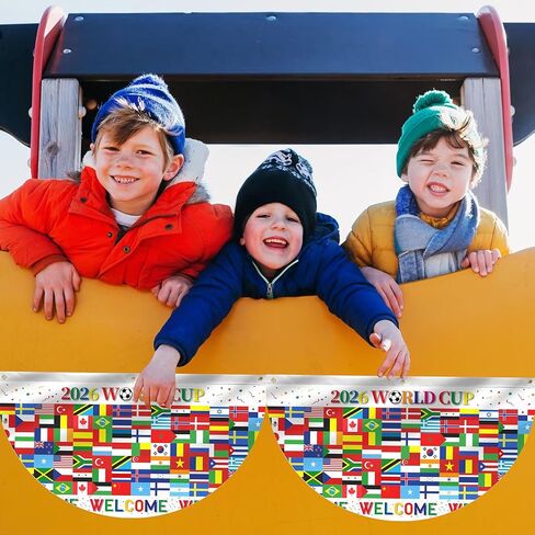 لافتات أعلام العالم مكونة من 3 قطع مقاس 1.5x3 قدم - رايات دولية على شكل مروحة لحفلات كرة القدم والأحداث الرياضية وديكورات الافتتاح الكبير in Kuwait