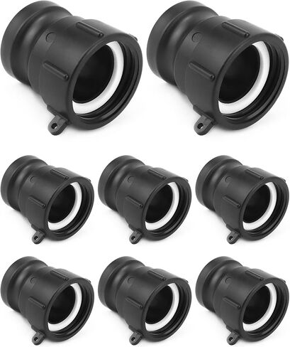 QWORK Poly Fittings, 8 Pack 2" Part A Cam Groove Hose Fitting, 2" Male Adapter x 2" Female Thread, IBC Tote Valve, IBC Tote Fittings, Black in Saudi Arabia