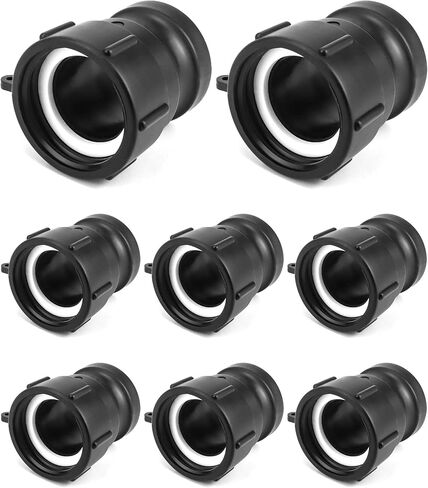 QWORK Poly Fittings, 8 Pack 2" Part A Cam Groove Hose Fitting, 2" Male Adapter x 2" Female Thread, IBC Tote Valve, IBC Tote Fittings, Black in Saudi Arabia