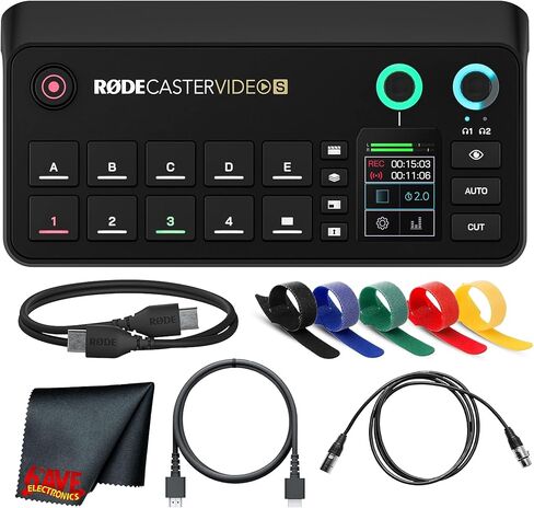RODE RODECaster Video S All-in-One Video Console | Production Switcher with Integrated Audio Mixing, Video Control & USB Connectivity | Great for Podcasting & Content (RCV-S) + HDMI Cable + XLR + More in Saudi Arabia
