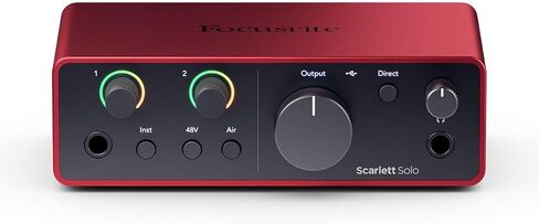 Scarlett Solo 4th Gen USB Audio Interface with Software Suite, Bundle with Closed-Back Studio Monitor Headphones and 10' XLR Microphone Cables (3 Items) in Kuwait