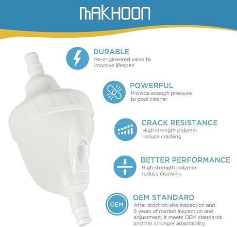 استبدال الصمام الاحتياطي G52 المحدث من MAKHOON لأجزاء منظف حمام السباحة Polaris، متوافق مع منظف حمام السباحة Polaris 180,280,380,480,3900، تم تعزيز جسم الصمام، وعمر أطول من Zodiac G52 in Kuwait
