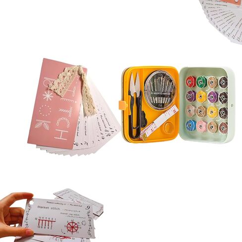 كتاب الخياطة المصغر الإبداعي ، كتاب مهارات التطريز DIY ، كتاب غرز التطريز Mini Creative Creative مع الإبرة ومربع الخيط ، للمبتدئين (كتاب الخياطة مع صندوق العمل) in Kuwait