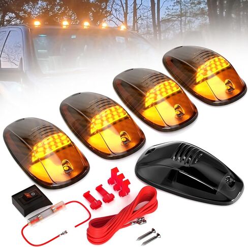 PSEQT 5PCS 24LED CAB ROOP TOP MARKER LED LED LED PRISPLE مع عدسة مدخنة متوافقة مع شاحنات DODGE RAM 1500 2500 3500 4500 5500 (2003-2018) in Kuwait