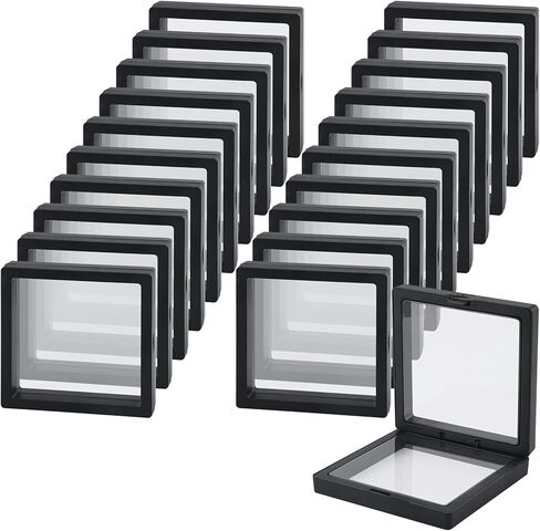 20 PCS أسود ثلاثي الأبعاد حالة العرض العائمة 3.5 × 3.5 × 0.8 بوصة ، شاشة التحدي عملة معدنية ، صندوق تخزين مجوهرات PE شفاف ، حامل العروض العائمة على العملات المعدنية التحدي العتيقة ، الميدالية ، الطوابع in Kuwait