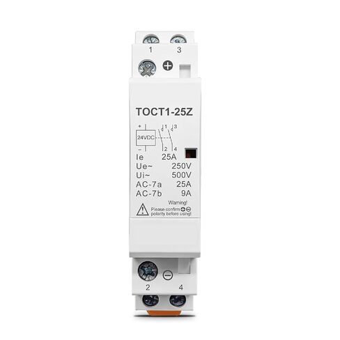 TOCT1-25Z DIN Rail AC Contactor, 2-Pole 25A, 220V/230V 50/60Hz Coil, Modular Household Installation (DC 24V 1NO 1NC) in Saudi Arabia