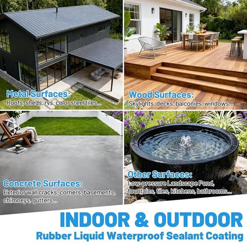 مانع تسرب سائل مطاطي مقاوم للماء، سدادة مانعة للتسرب مقاومة للماء، طلاء مطاطي مرن داخلي وخارجي باللون الرمادي السحابي، أساس متعدد الأسطح لإصلاح تشققات التسرب، طلاء مقاوم للماء في الطابق السفلي in Kuwait