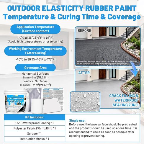 مانع تسرب سائل مطاطي مقاوم للماء، سدادة مانعة للتسرب مقاومة للماء، طلاء مطاطي مرن داخلي وخارجي باللون الرمادي السحابي، أساس متعدد الأسطح لإصلاح تشققات التسرب، طلاء مقاوم للماء في الطابق السفلي in Kuwait