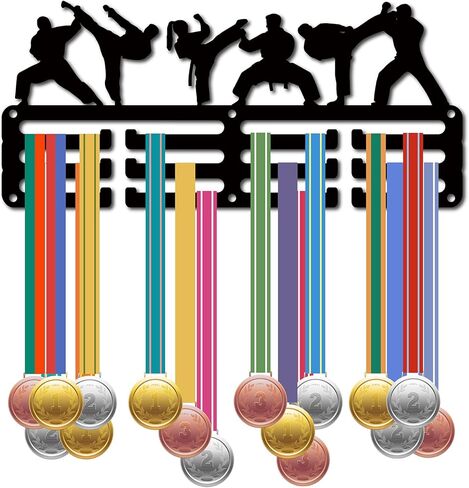 CREATCABIN Karate Medal Holder Medal Hanger Display Rack Sports Metal Hanging Awards Iron Small Mount Decor Awards for Wall Home Badge Race Running Gymnastics Swimming Medalist Black 11.4 x 5.1 Inch in Saudi Arabia