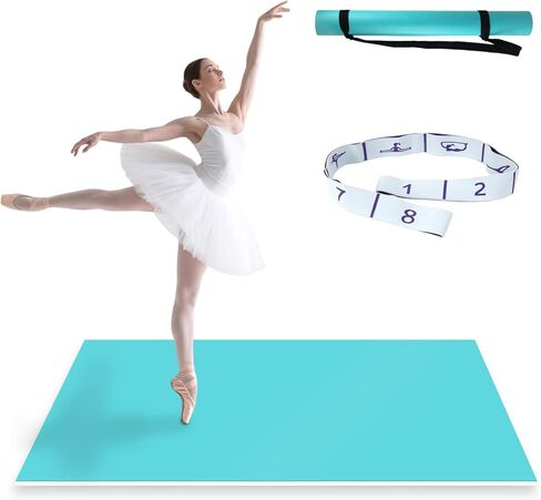 Dance Floor Mat Non-Slip with Shoulder Strap Portable and Dance Resistance Band, Dance Floor for Ballet,Jazz, Pop Thick PVC Practice Floor Reusable Mat in Kuwait