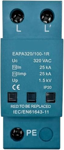 1P Surge Protector 100KA, Arrester T1+T2, AC SPD 220V 230V 320V 385V 440V,Din Rail Installation in Saudi Arabia