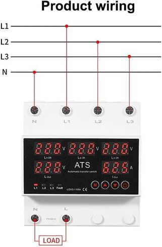 63A 3 Phase Over Under Voltage Protector ATS Automatic Transfer Switch Phase Selector Uninterrupted Power Current in Saudi Arabia