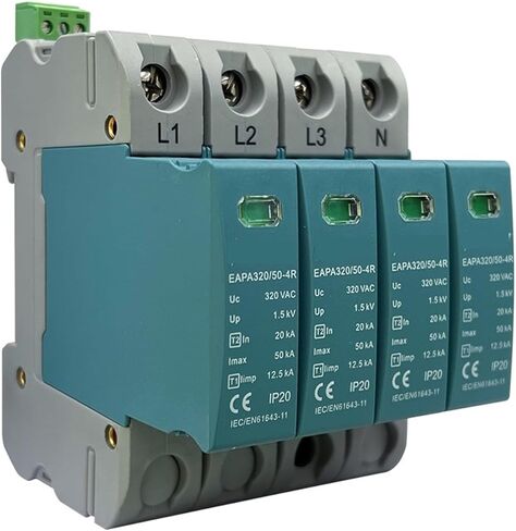 4P AC Surge Protector T1 + T2، 3 المرحلة 220 فولت 320 فولت 385 فولت 440 فولت، جهاز حماية SPD مع اتصال إنذار (4P 385 فولت، مع RC) in Kuwait