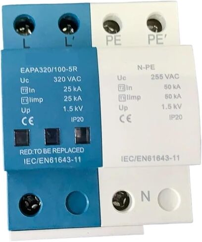 1 + NPE AC Surge Protector 100KA، T1 + T2 AC SPD، 3 مراحل AC275V 320V 385V 440V، مع اتصال إنذار (1 NPE 385V، مع RC) in Kuwait